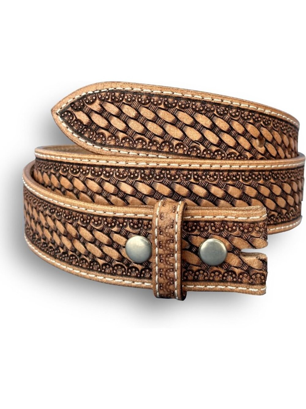 Handmade Western Leather Belt Strap for Men - Full Grain Engraved Cowboy 1.5